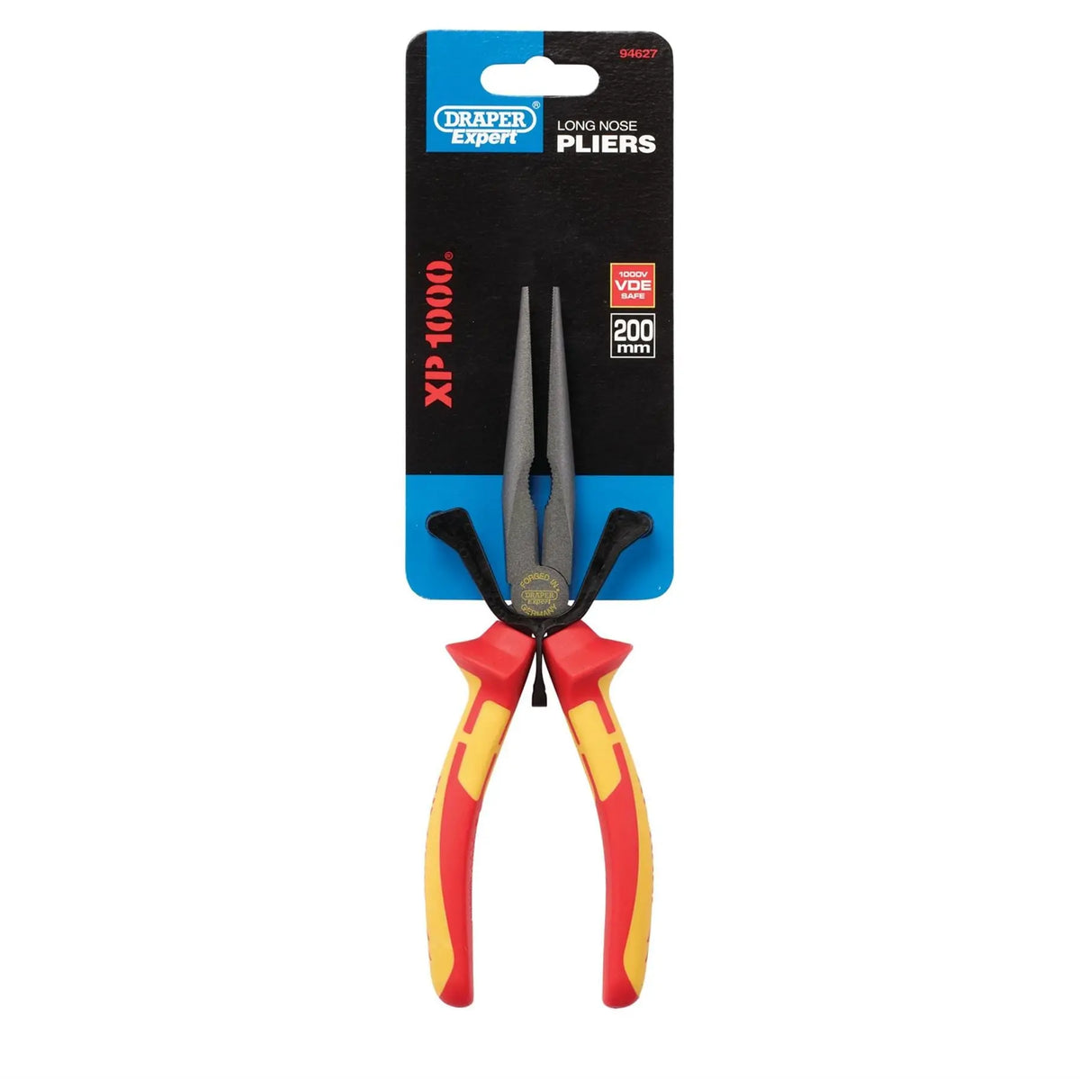 Draper XP1000 VDE Long Nose Pliers 200mm 94627  White Rose Tools