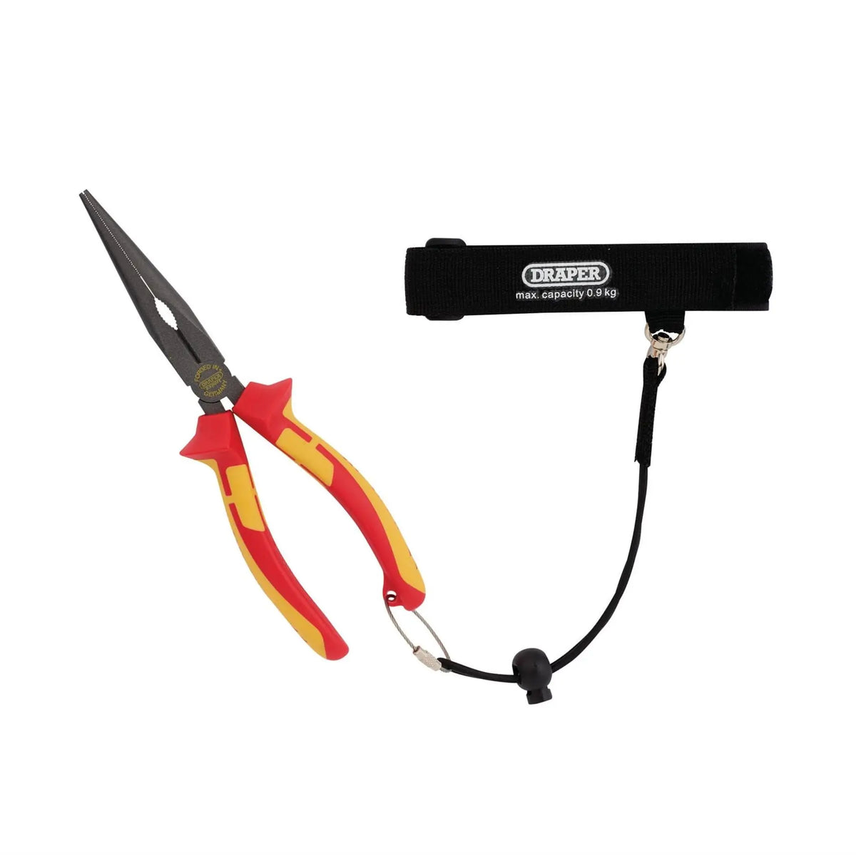 Draper XP1000 VDE Long Nose Pliers 200mm Tethered 99068  White Rose Tools