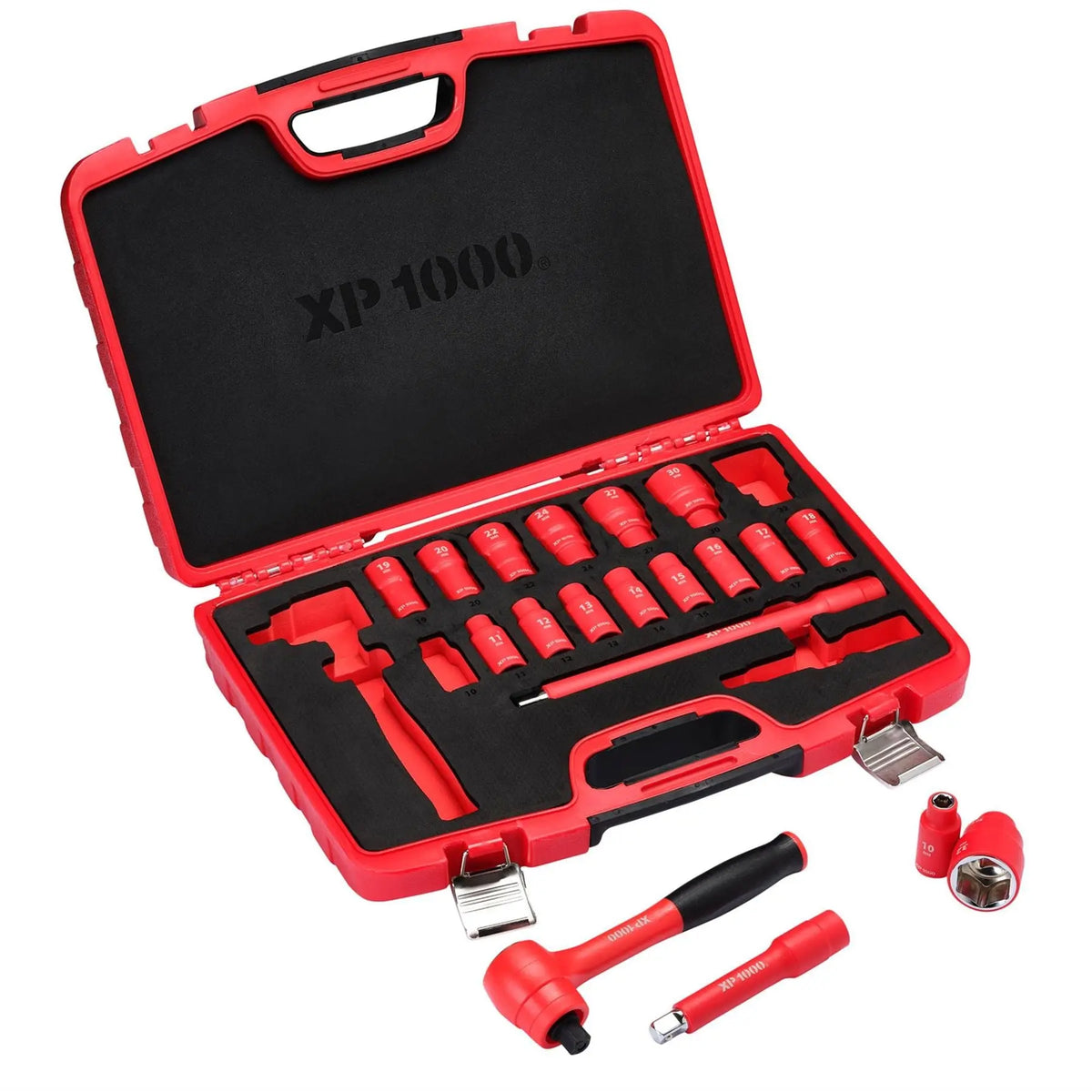 Draper XP1000 VDE Metric Socket Set 1/2" Sq. Dr. (19 Piece) 17671  White Rose Tools