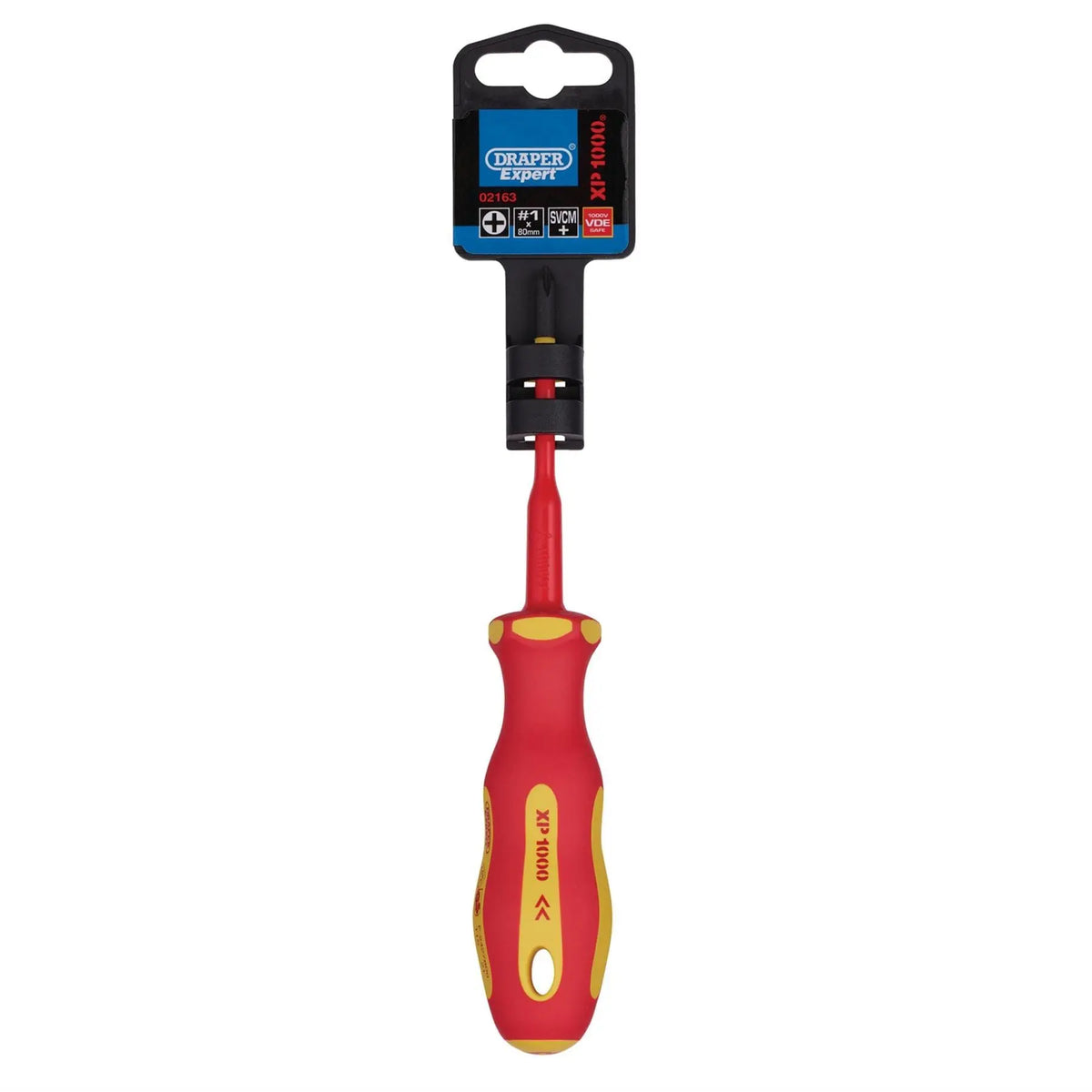 Draper XP1000 VDE Slimline Cross Slot Screwdriver No.1 x 80mm 02163  White Rose Tools