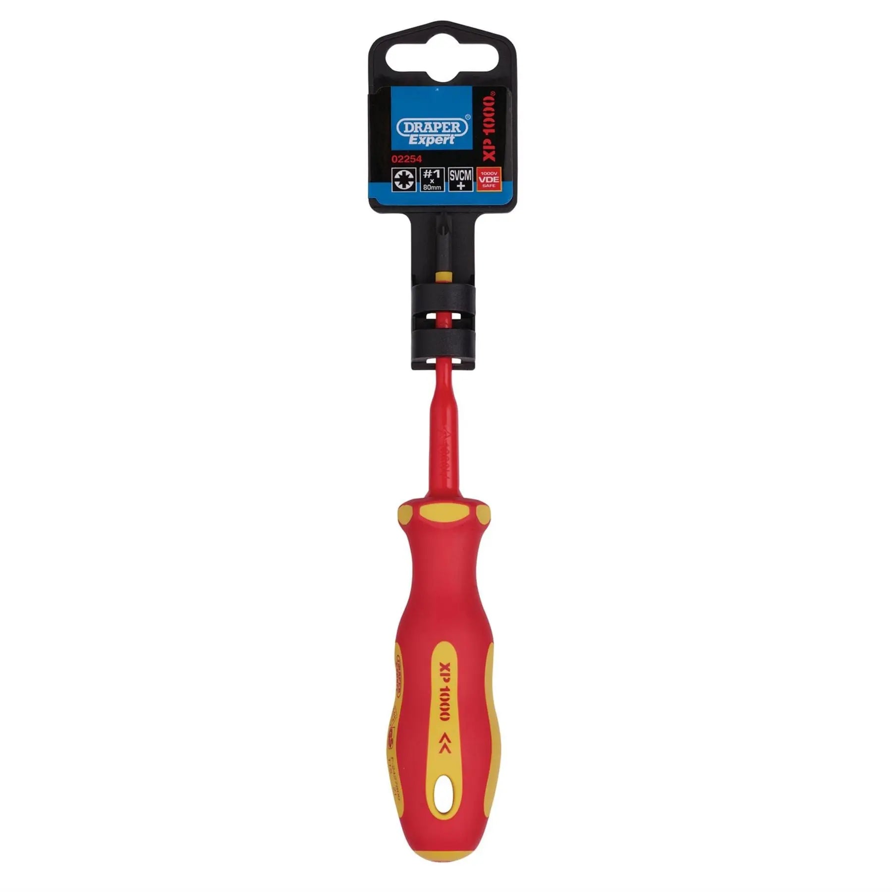 Draper XP1000 VDE Slimline PZ/SL Type Screwdriver No.1 x 80mm 02254  White Rose Tools