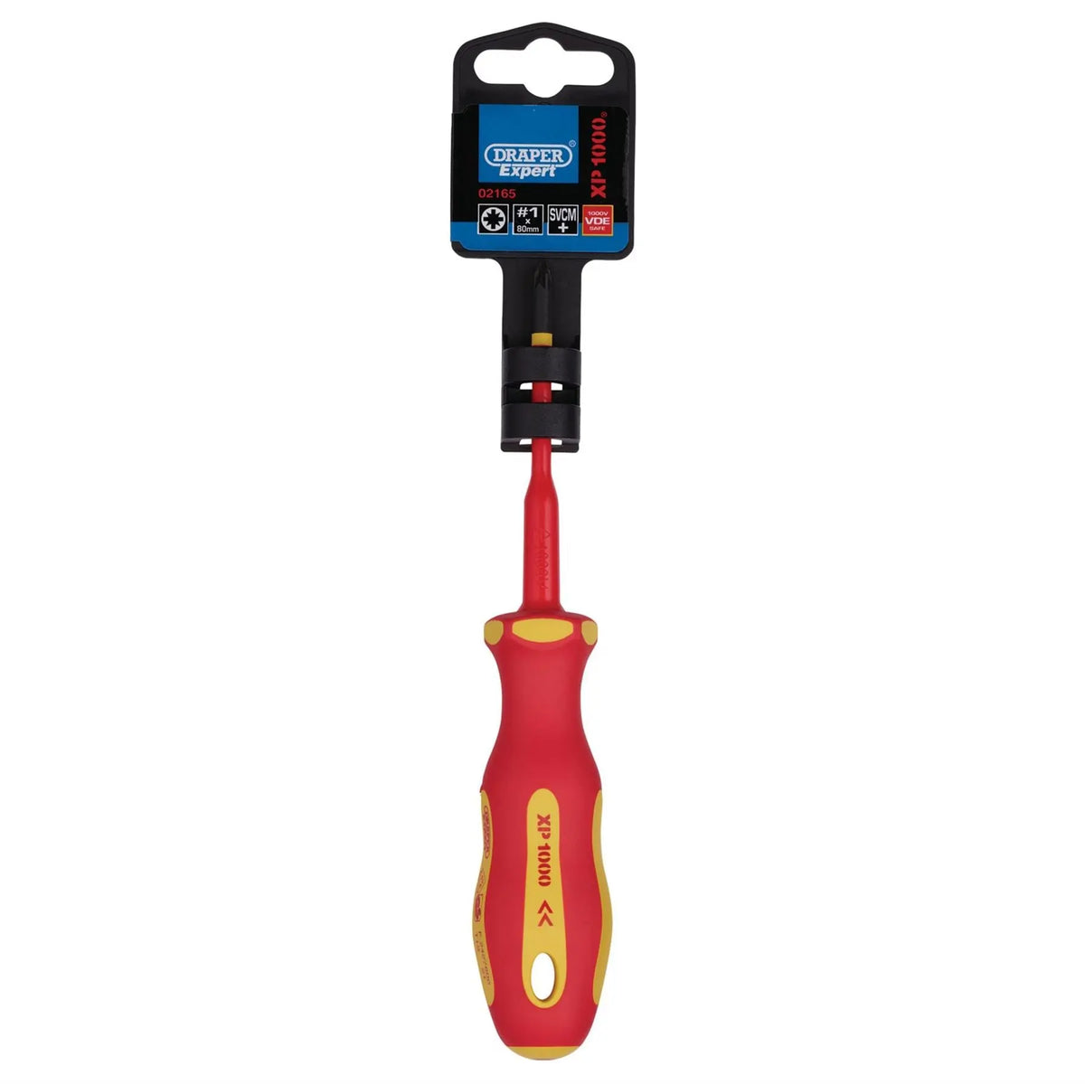Draper XP1000 VDE Slimline PZ Type Screwdriver No.1 x 80mm 02165  White Rose Tools