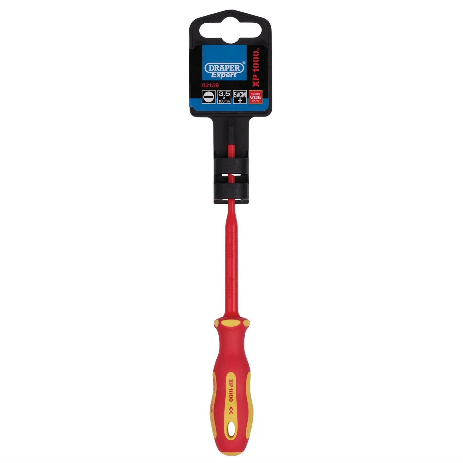 Draper XP1000 VDE Slimline Plain Slot Screwdriver 3.5 x 100mm 02159  White Rose Tools