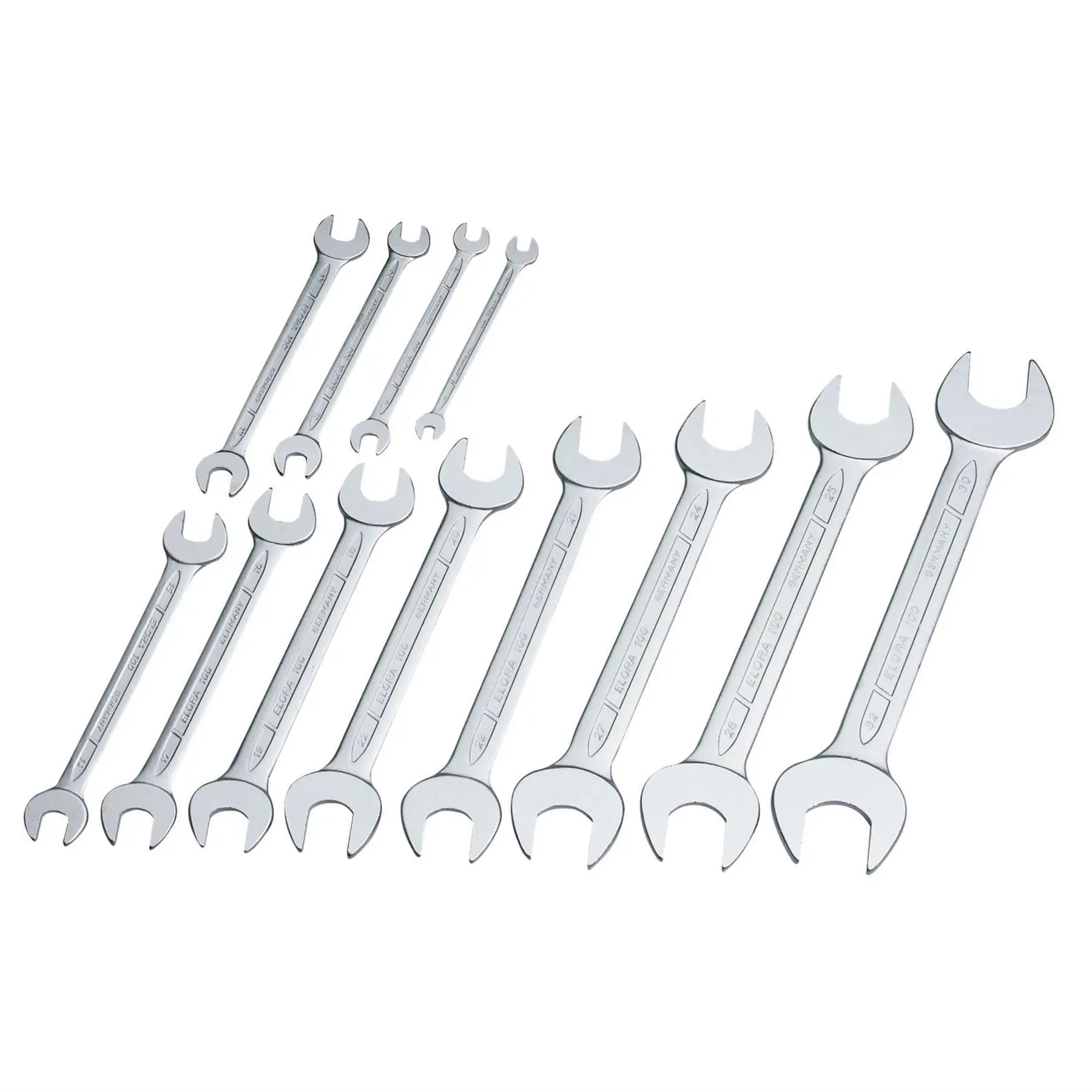 Elora Long Metric Open End Spanner Set (12 Piece) 01276  White Rose Tools