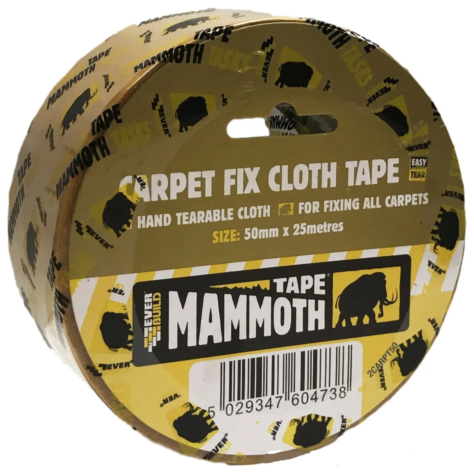 EverBuild Double Sided Clear Cloth Carpet Tape Easy Tear 50mm x 25m 
