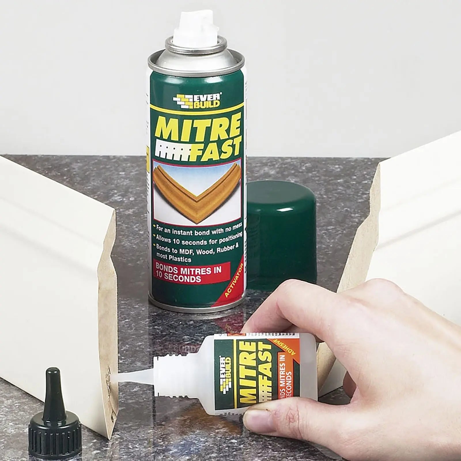 Everbuild Industrial Mitre Fast 200ml Activator 50g Adhesive 