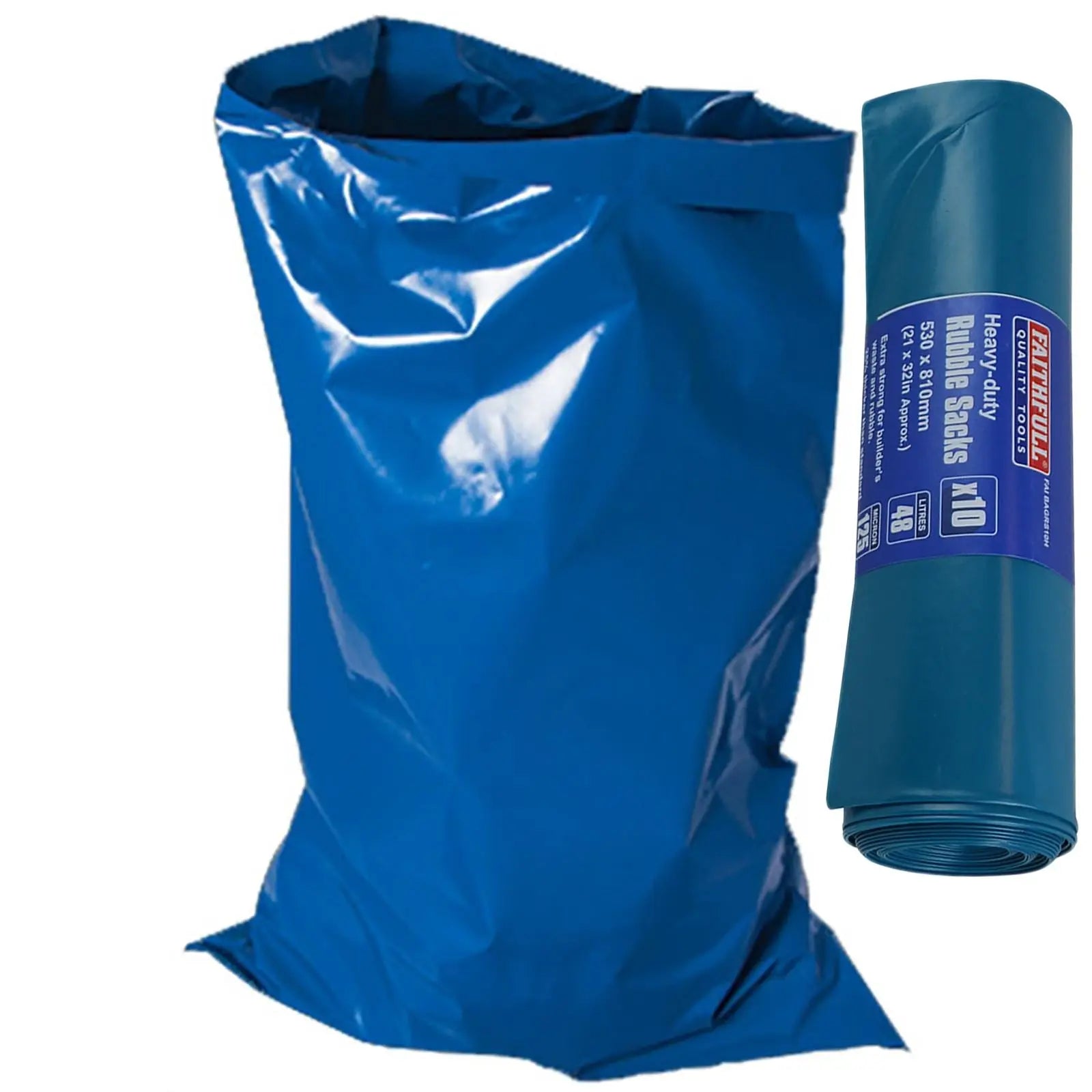 Faithfull 10 Pack Heavy Duty Rubble Bags 810mm x 530mm 125 Micron 