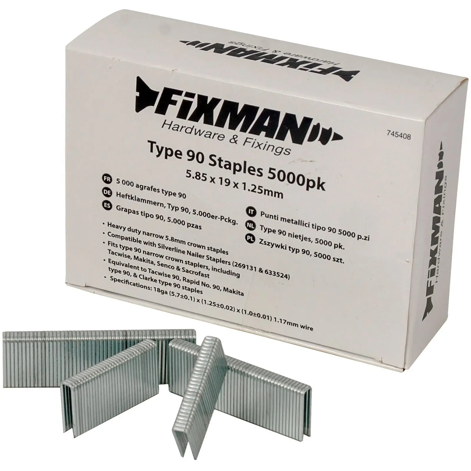 Fixman 5000pc Type 90 Staples 10-22mm Heavy Duty Crown Stapler Gun Fixings 