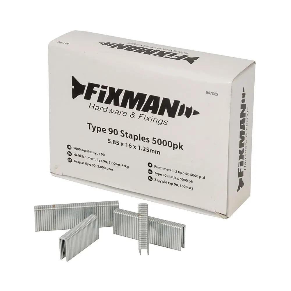 Fixman 5000pc Type 90 Staples 10-22mm Heavy Duty Crown Stapler Gun Fixings 