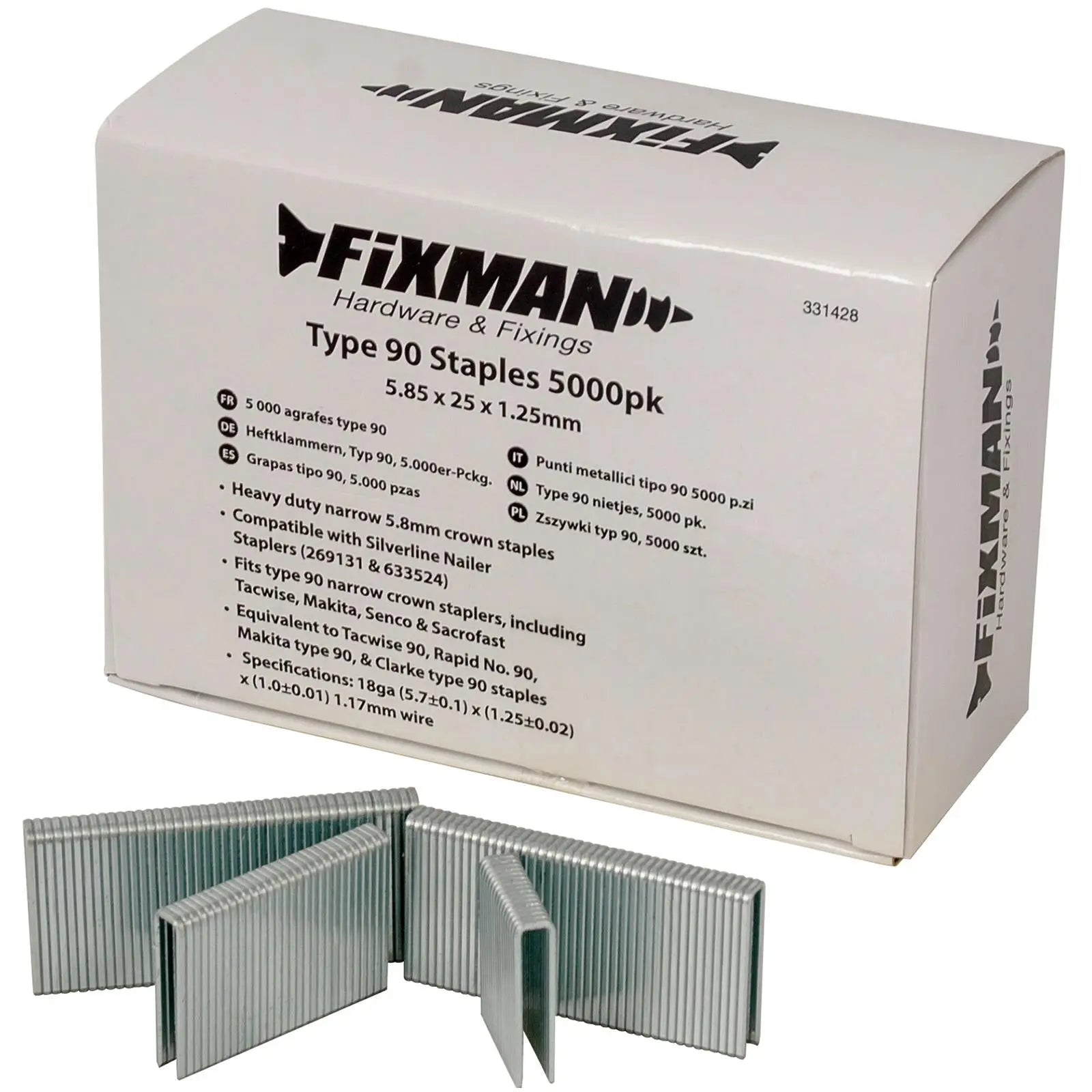Fixman 5000pc Type 90 Staples 5.80 x 25 x 1.25mm 