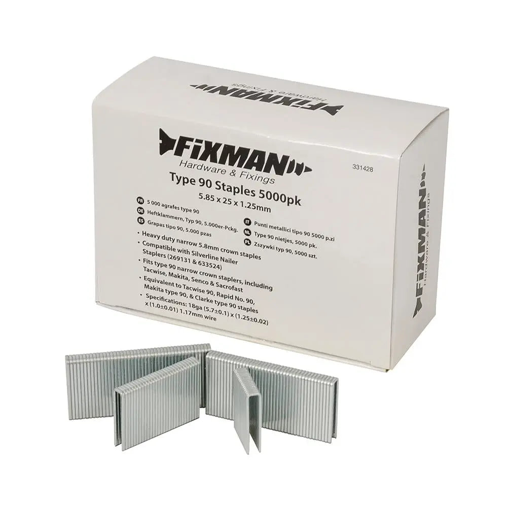 Fixman 5000pc Type 90 Staples 5.80 x 25 x 1.25mm 