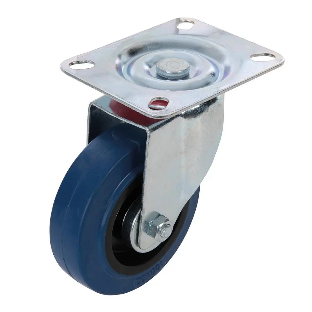 Fixman Swivel Elastic Rubber Castor 100mm 140kg Blue 199919  White Rose Tools