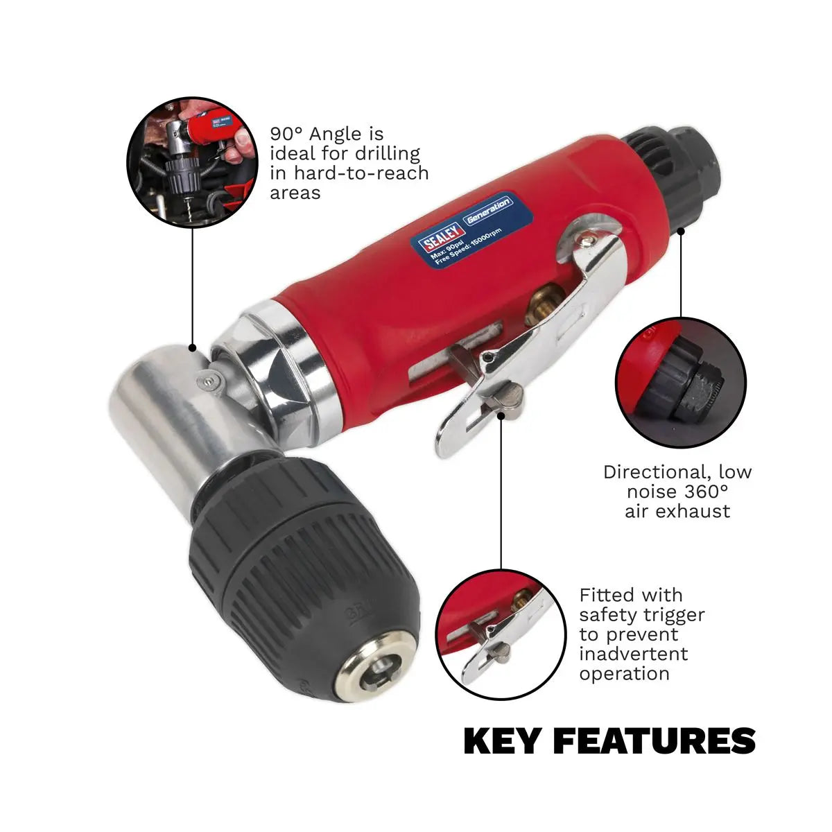 Generation Air Angle Drill with Ø10mm Keyless Chuck 