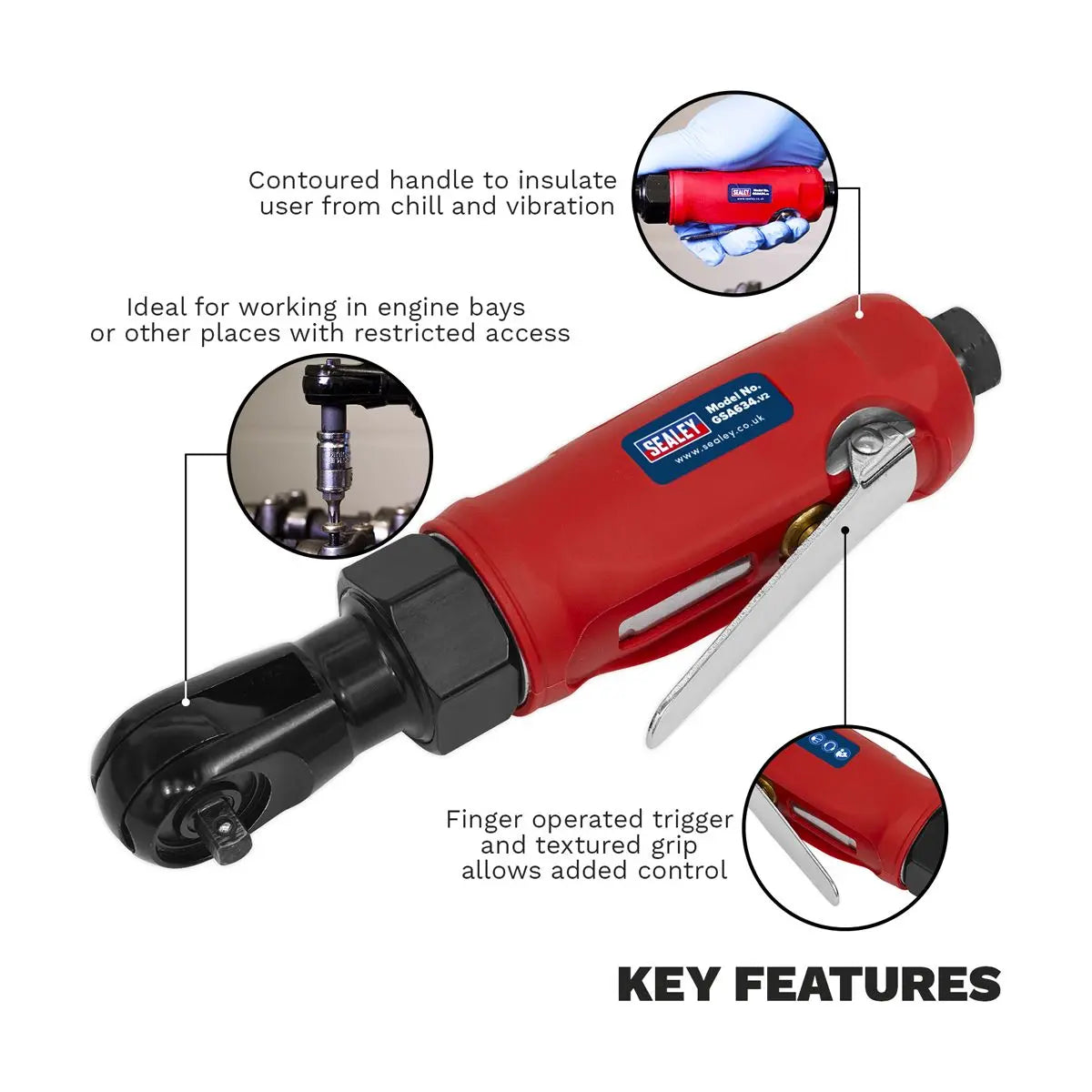 Generation Compact Air Ratchet Wrench 1/4"Sq Drive 