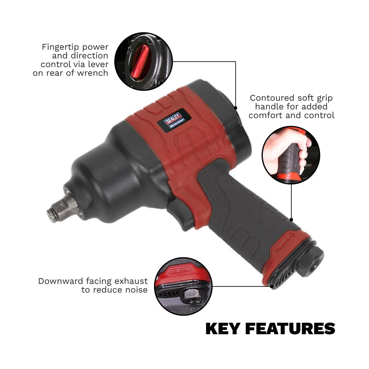 Generation Composite Air Impact Wrench 1/2"Sq Drive - Twin Hammer 