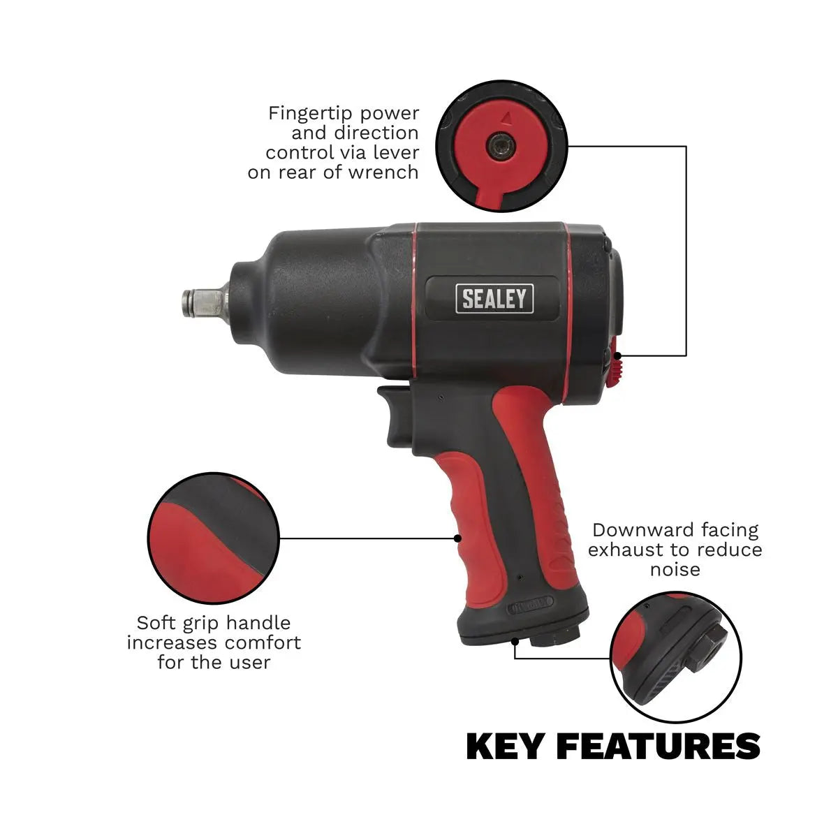 Generation Composite Air Impact Wrench 1/2"Sq Drive Twin Hammer 