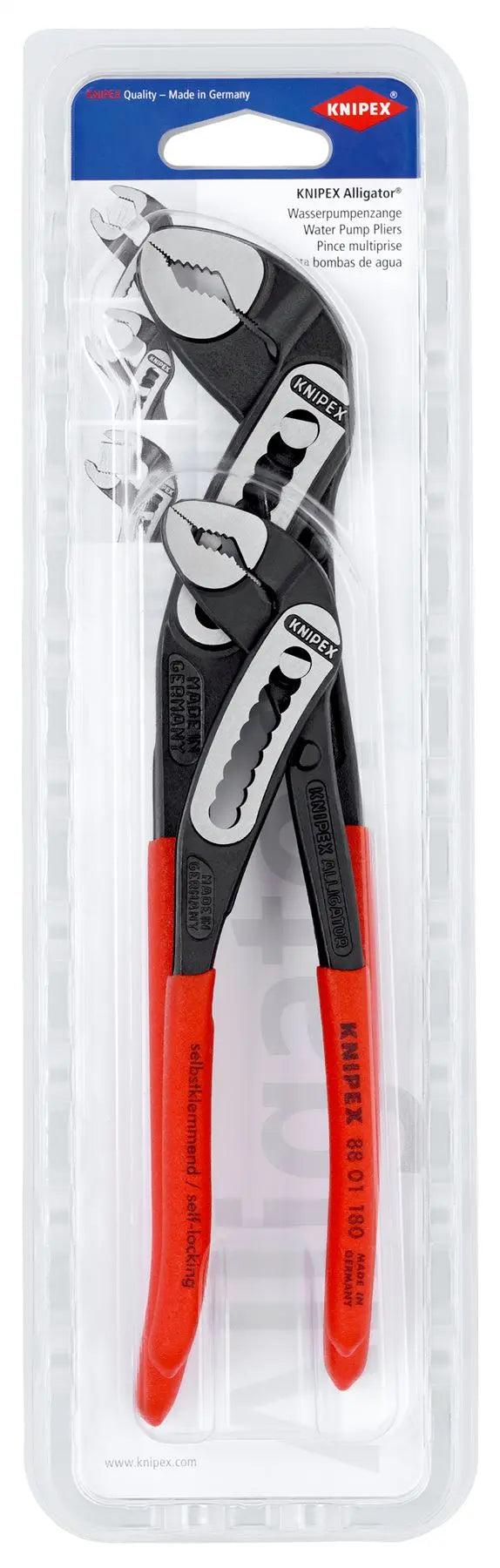 KNIPEX Alligator Water Pump Pliers Set 2 Pieces 180mm 250mm 00 31 20 V02  White Rose Tools