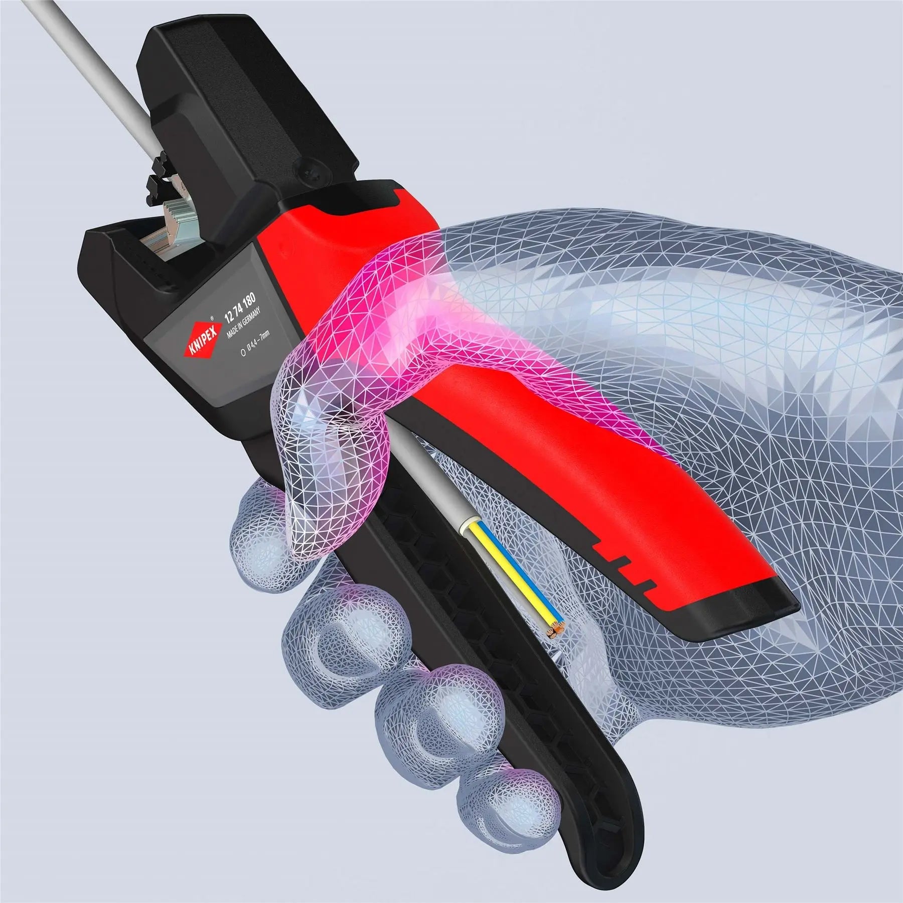 KNIPEX Automatic Wire Stripping Pliers 4.4-7mm 12 74 180  White Rose Tools