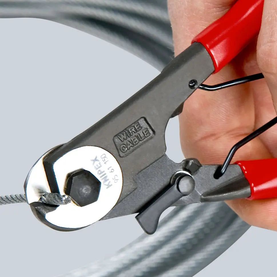 KNIPEX Bowden Cable Cutter Wire Rope Cutting Pliers 150mm Plastic Coated Handles 95 61 150  White Rose Tools