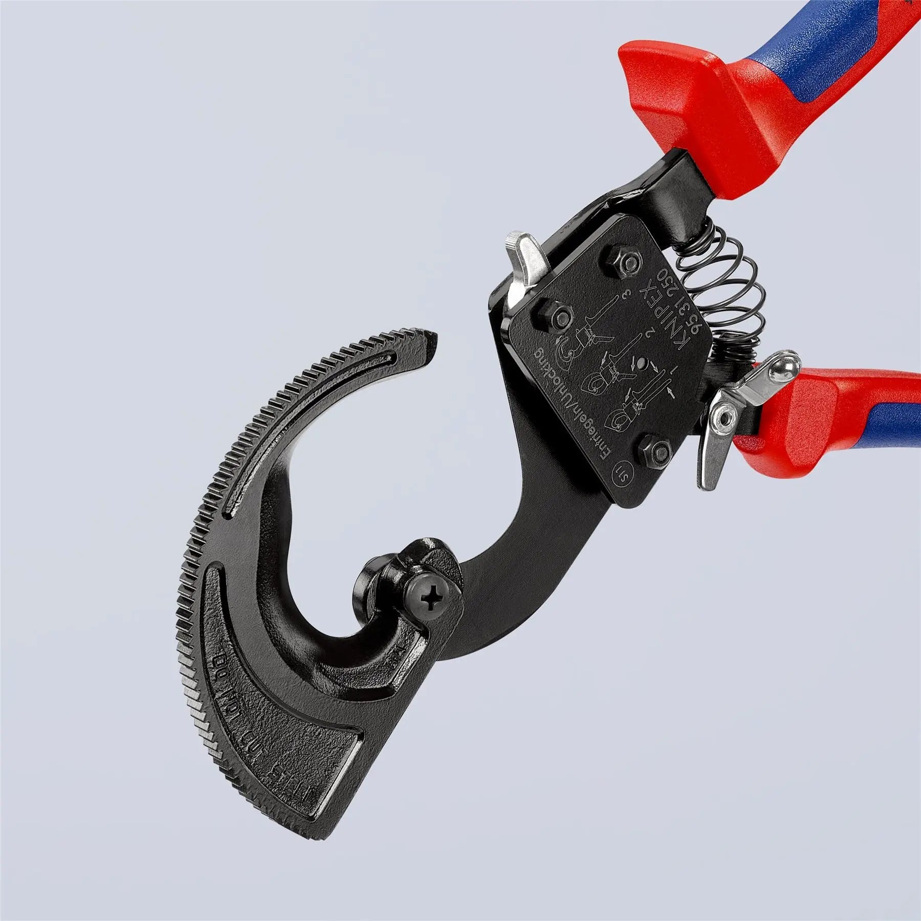 KNIPEX Cable Cutter Ratchet Action 32mm Diameter Cutting Capacity 250mm Multi Component Grips 95 31 250  White Rose Tools