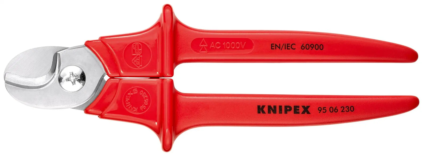 KNIPEX Cable Shears Cutters VDE Insulated Cuts Cable up to 16mm Diameter 230mm Plastic Insulated Handles 95 06 230  White Rose Tools