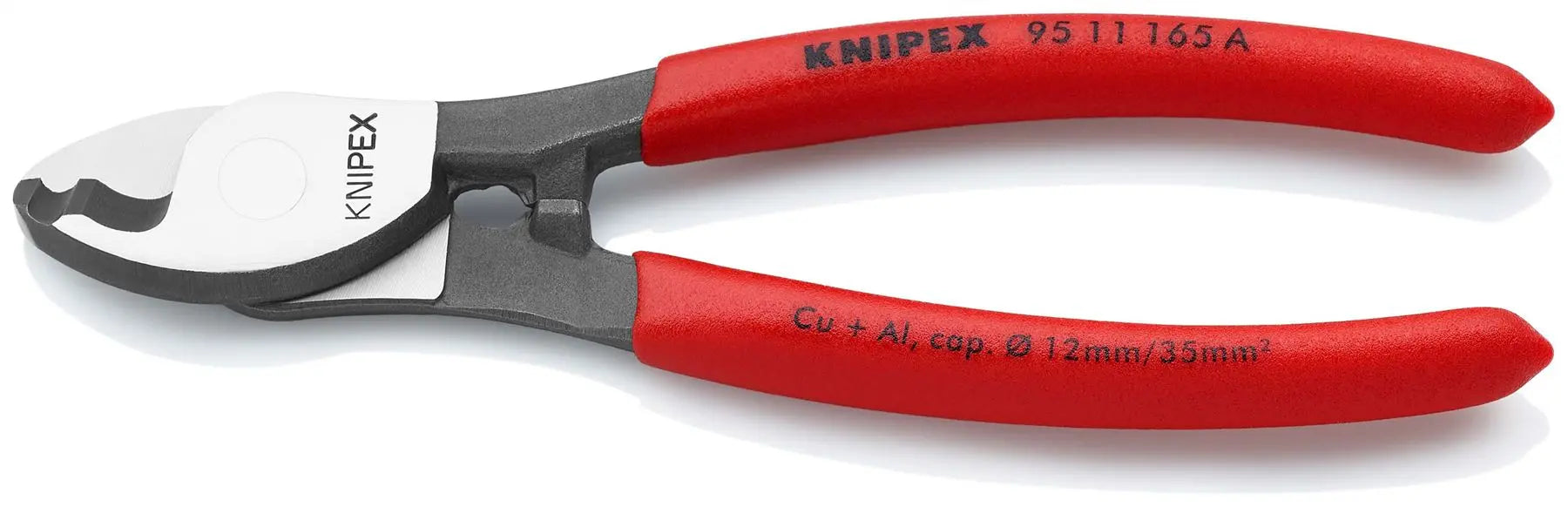 KNIPEX Cable Shears Cutting Pliers Cuts Cable up to 12mm Diameter 165mm Plastic Coated Handles 95 11 165 A  White Rose Tools