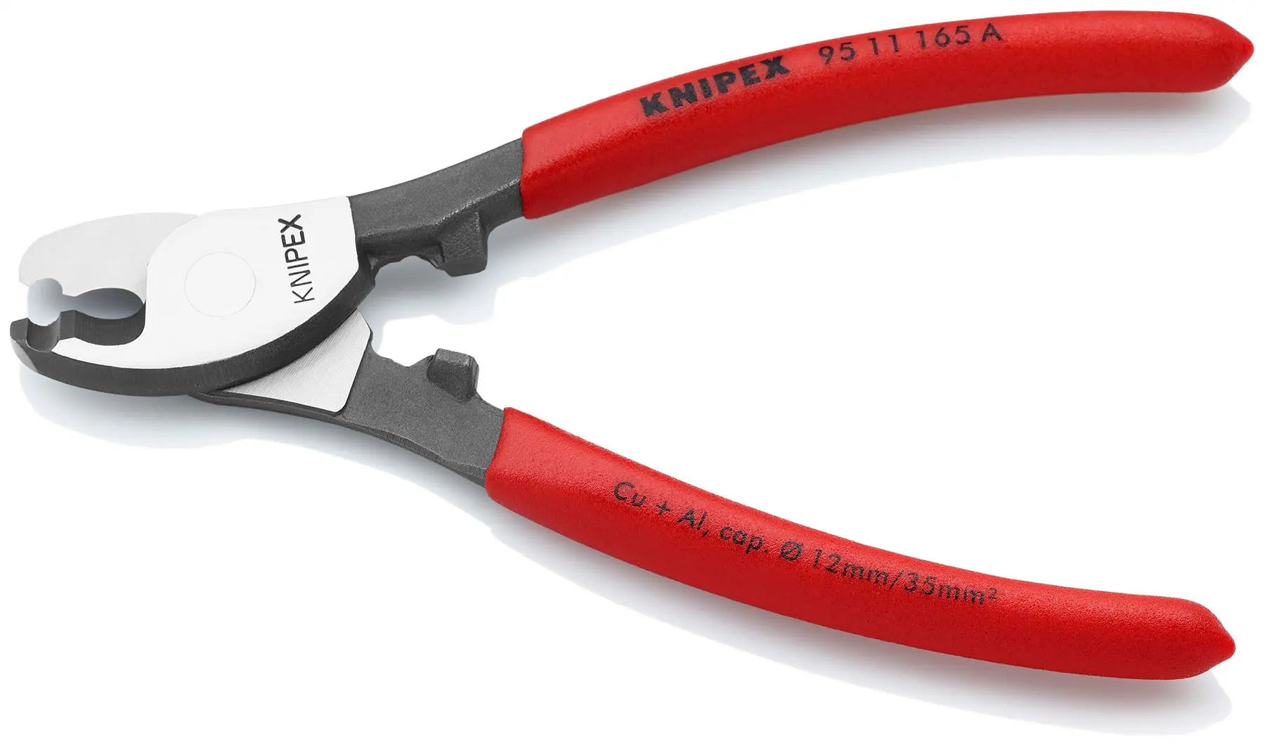KNIPEX Cable Shears Cutting Pliers Cuts Cable up to 12mm Diameter 165mm Plastic Coated Handles 95 11 165 A  White Rose Tools