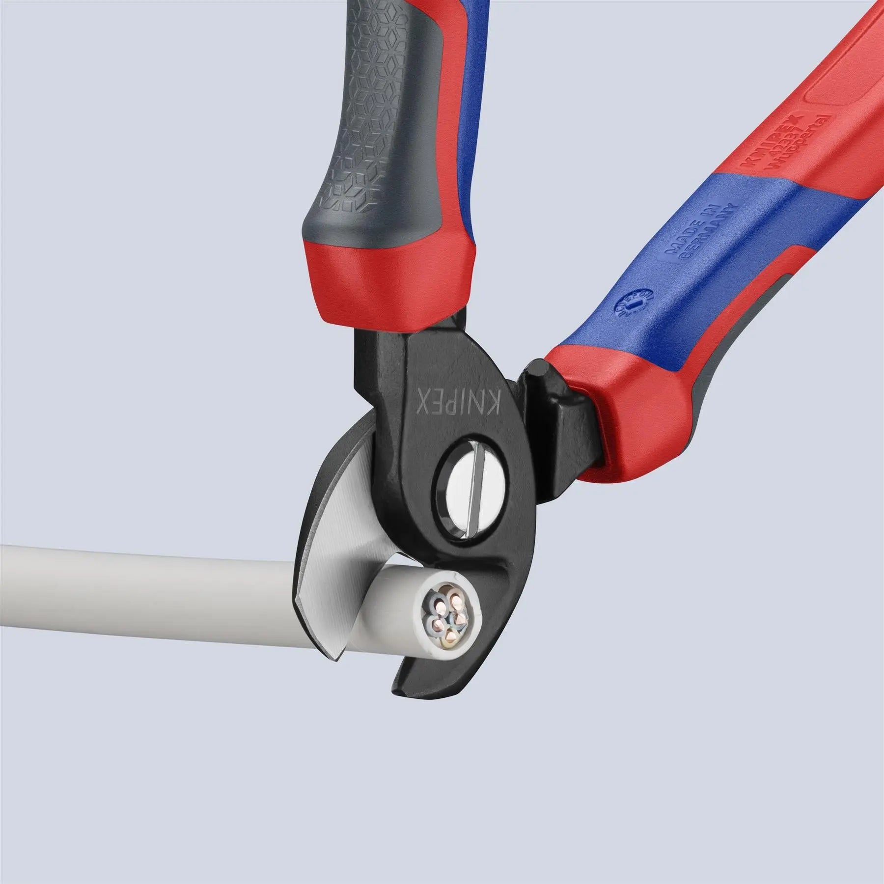 KNIPEX Cable Shears Cutting Pliers Cuts Cable up to 15mm Diameter 165mm with Comfort Handles 95 12 165  White Rose Tools