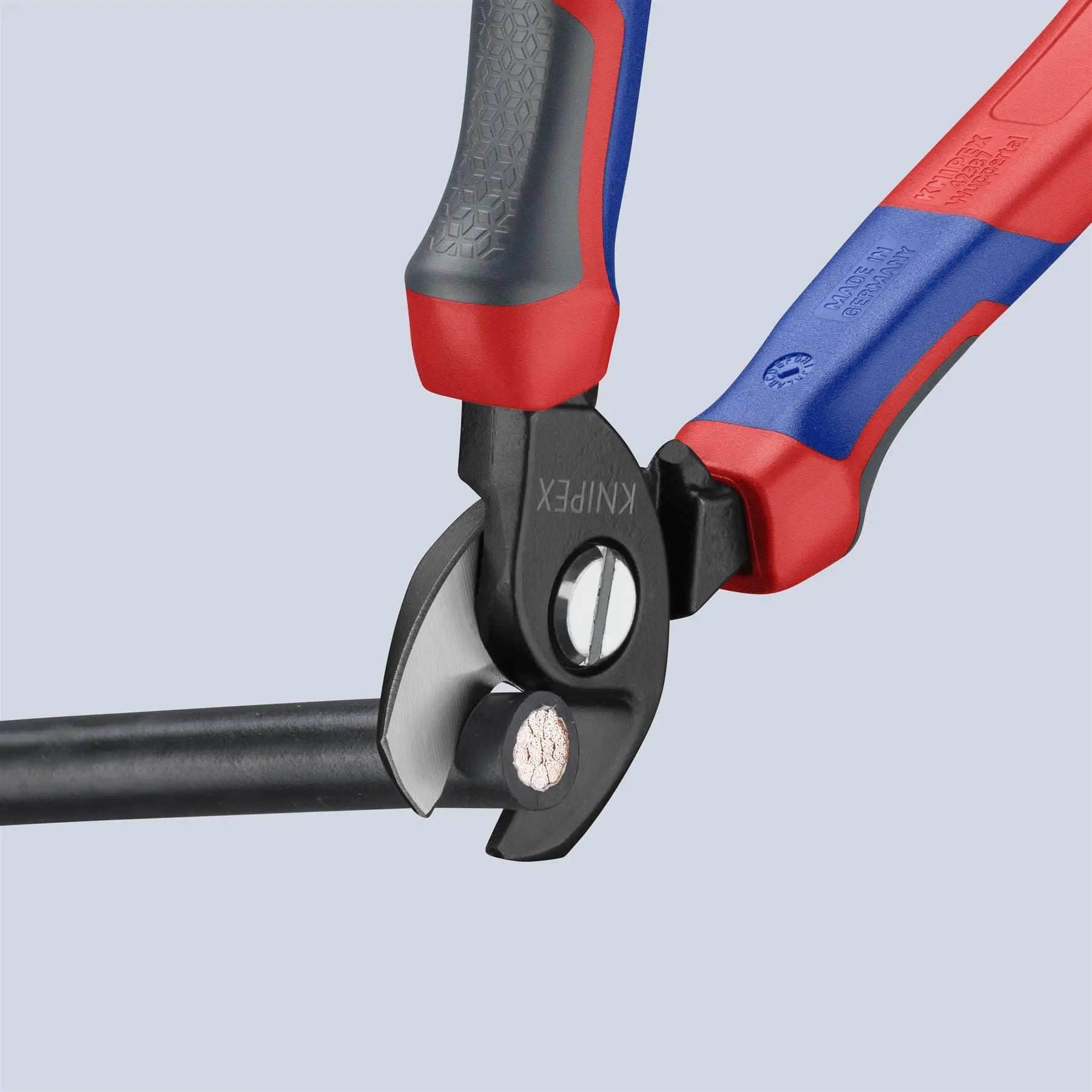KNIPEX Cable Shears Cutting Pliers Cuts Cable up to 15mm Diameter 165mm with Comfort Handles 95 12 165  White Rose Tools