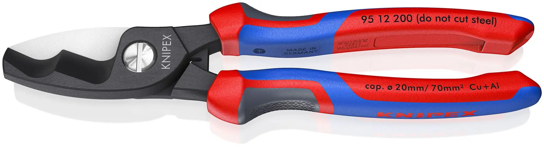 KNIPEX Cable Shears Twin Cutting Edge 200mm with Comfort Handles 95 12 200  White Rose Tools