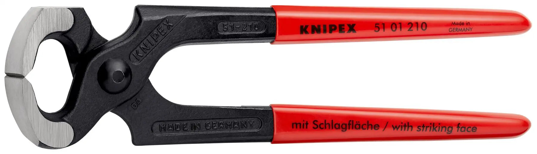 KNIPEX Carpenters Pincers Hammerhead Style 210mm Plastic Coated Handles 51 01 210 SB  White Rose Tools