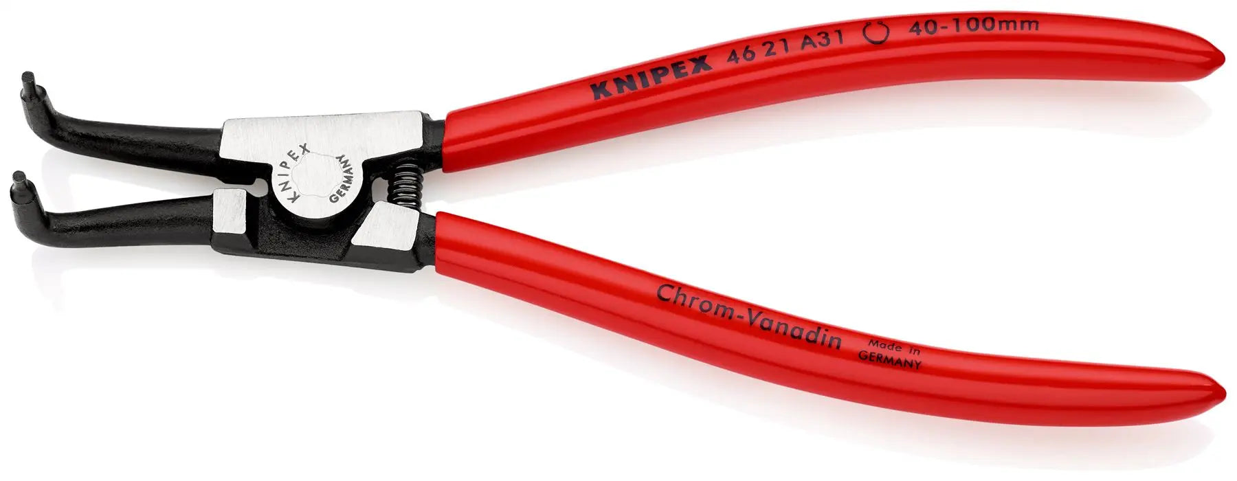KNIPEX Circlip Pliers for External Circlips on Shafts 90° Angled 200mm 2.3mm Diameter Tips 46 21 A31  White Rose Tools