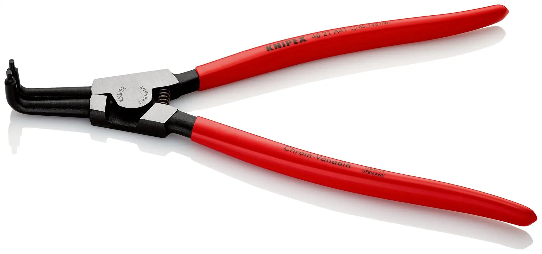 KNIPEX Circlip Pliers for External Circlips on Shafts 90° Angled 300mm 3.2mm Diameter Tips 46 21 A41  White Rose Tools