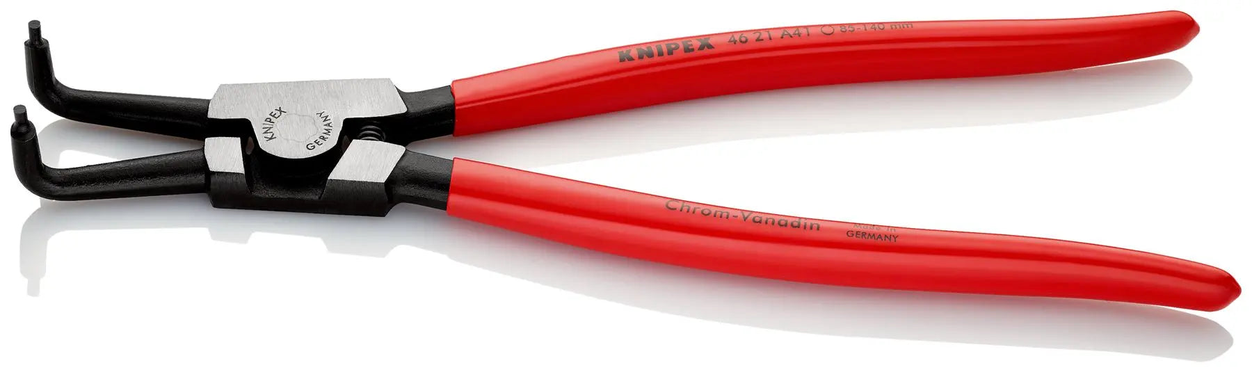 KNIPEX Circlip Pliers for External Circlips on Shafts 90° Angled 300mm 3.2mm Diameter Tips 46 21 A41  White Rose Tools