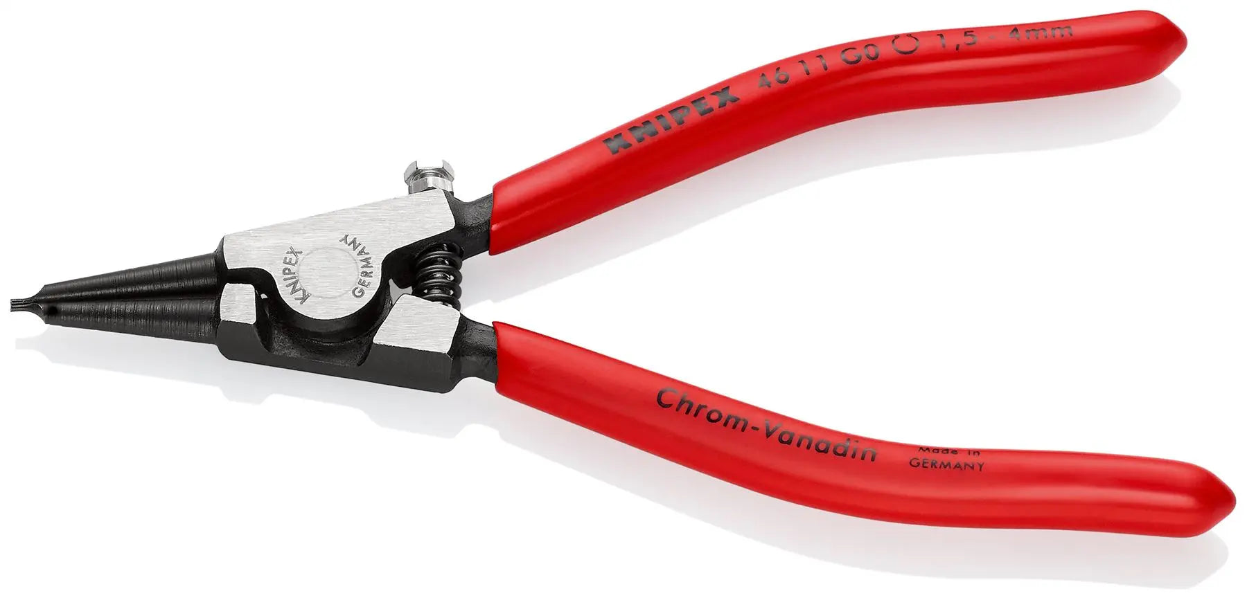 KNIPEX Circlip Pliers for Grip Rings on Shafts 140mm 0.9mm Diameter Tips 46 11 G0  White Rose Tools