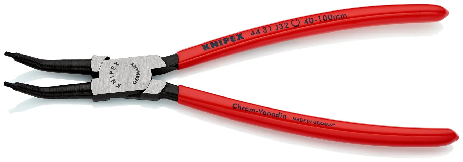 KNIPEX Circlip Pliers for Internal Circlips in Bore Holes 45° Angled 225mm 2.3mm Diameter Tips 44 31 J32  White Rose Tools