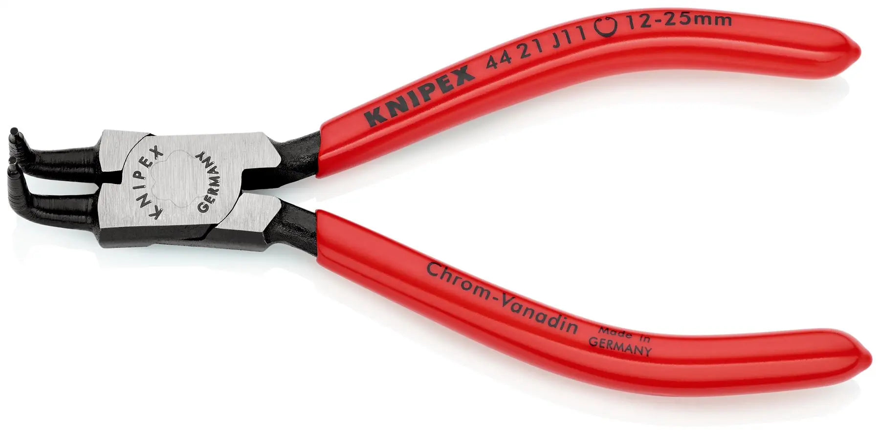 KNIPEX Circlip Pliers for Internal Circlips in Bore Holes Bent Nose 130mm 1.3mm Diameter Tips 44 21 J11  White Rose Tools