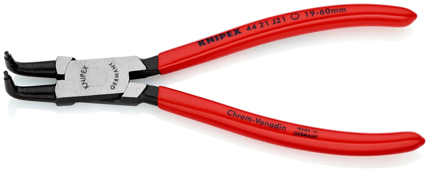 KNIPEX Circlip Pliers for Internal Circlips in Bore Holes Bent Nose 170mm 1.8mm Diameter Tips 44 21 J21  White Rose Tools