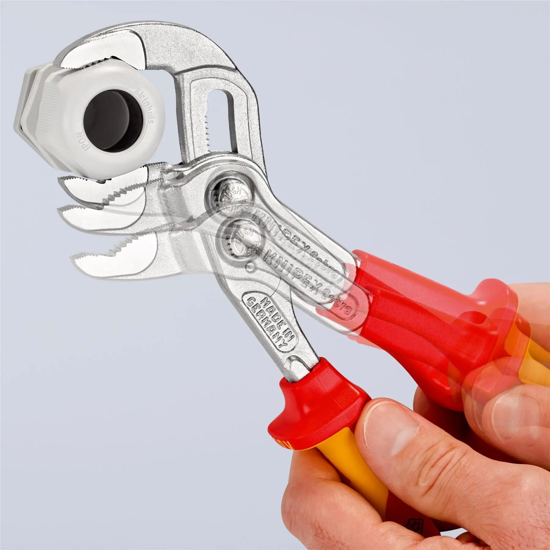 KNIPEX Cobra QuickSet High Tech Water Pump Pliers 250mm Chrome VDE Multi Component Grips 87 26 250 SB  White Rose Tools