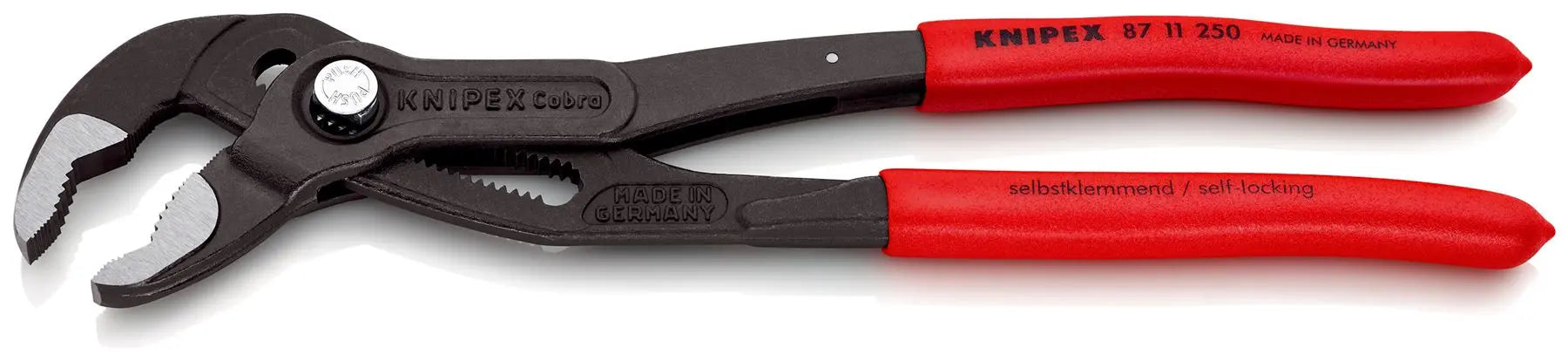 KNIPEX Cobra…matic Water Pump Pliers Automatic Adjustment 250mm Plastic Coated Handles Non Slip 87 11 250 SB  White Rose Tools