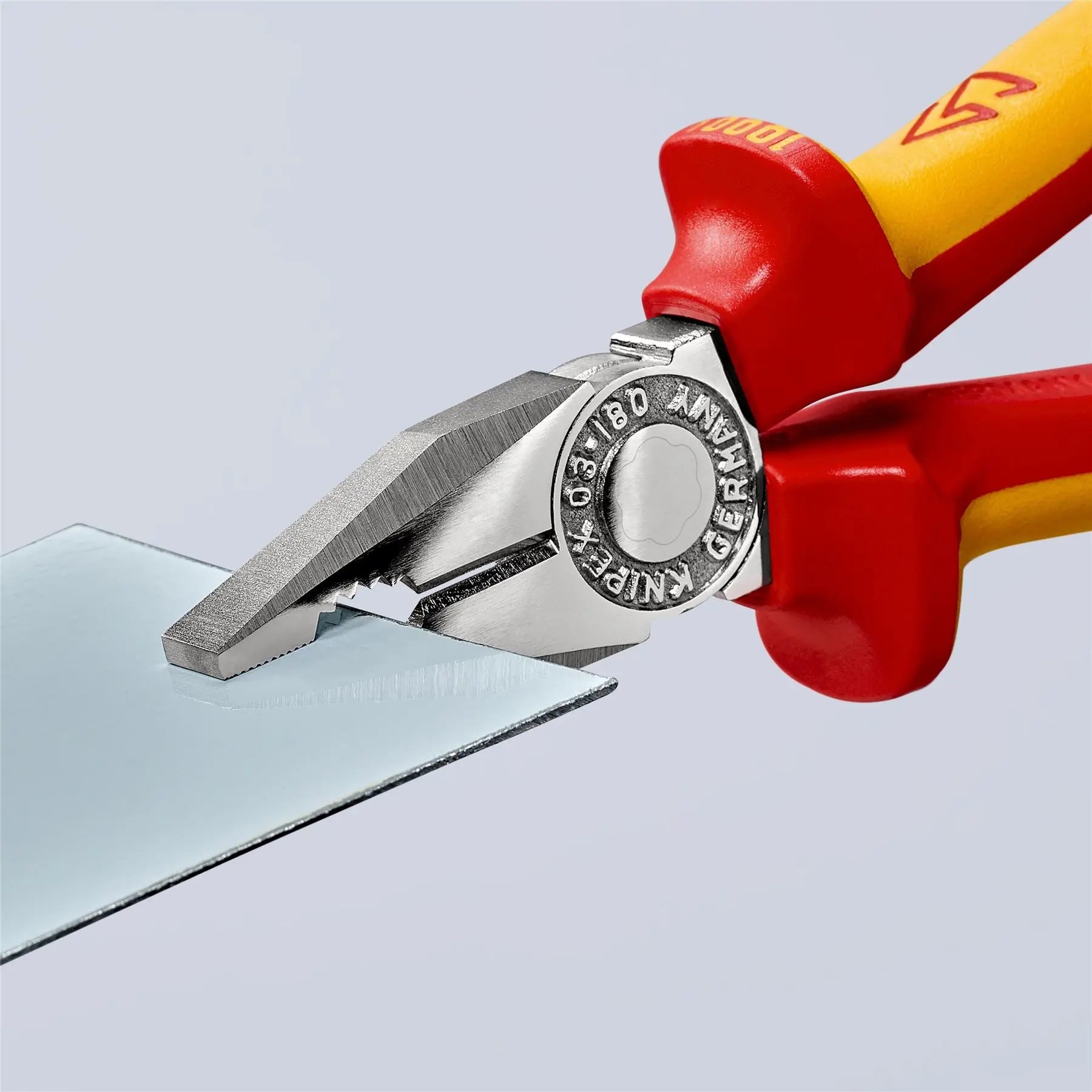 KNIPEX Combination Pliers 180mm VDE Chrome Multi Component Grips with Tether Point 03 06 180 T BK  White Rose Tools