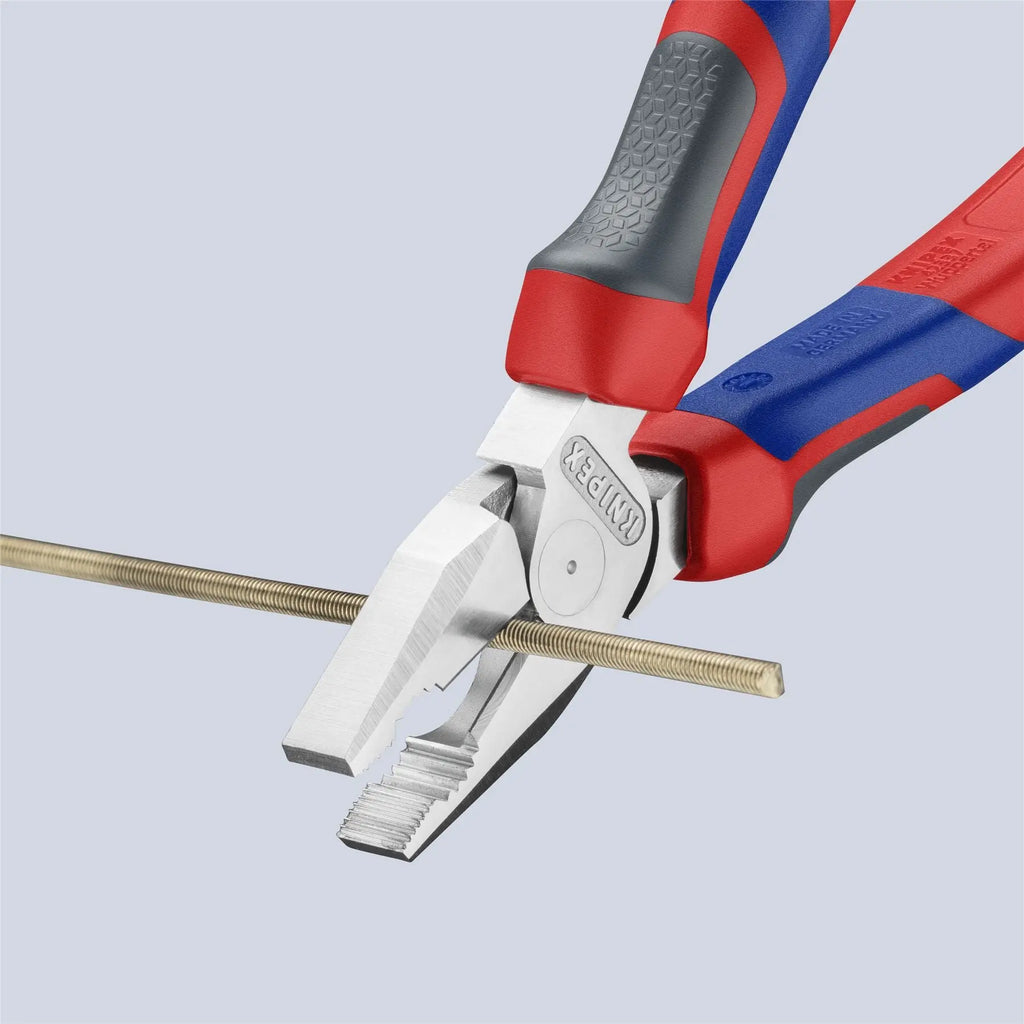 KNIPEX Combination Pliers High Leverage 180mm Chrome with Comfort Handles 02 05 180  White Rose Tools