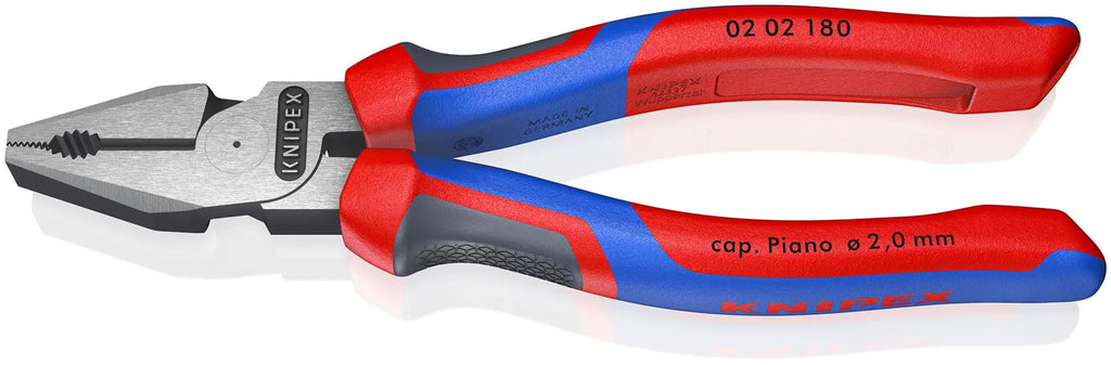 KNIPEX Combination Pliers High Leverage 180mm Multi Component Grips 02 02 180  White Rose Tools