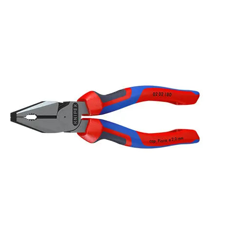 KNIPEX Combination Pliers High Leverage 180mm with Comfort Handles 02 02 180  White Rose Tools