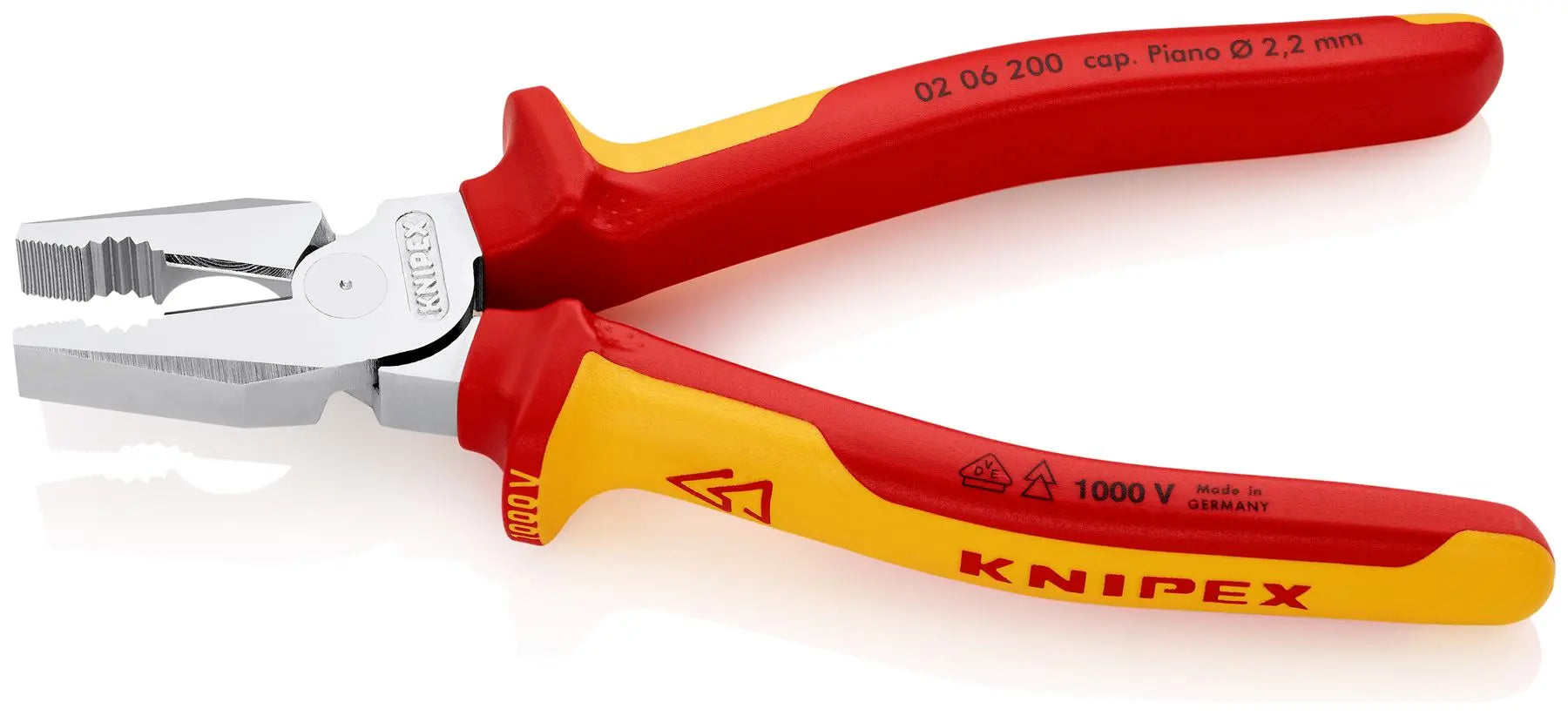 KNIPEX Combination Pliers High Leverage 200mm VDE Multi Component Grips 02 06 200 SB  White Rose Tools