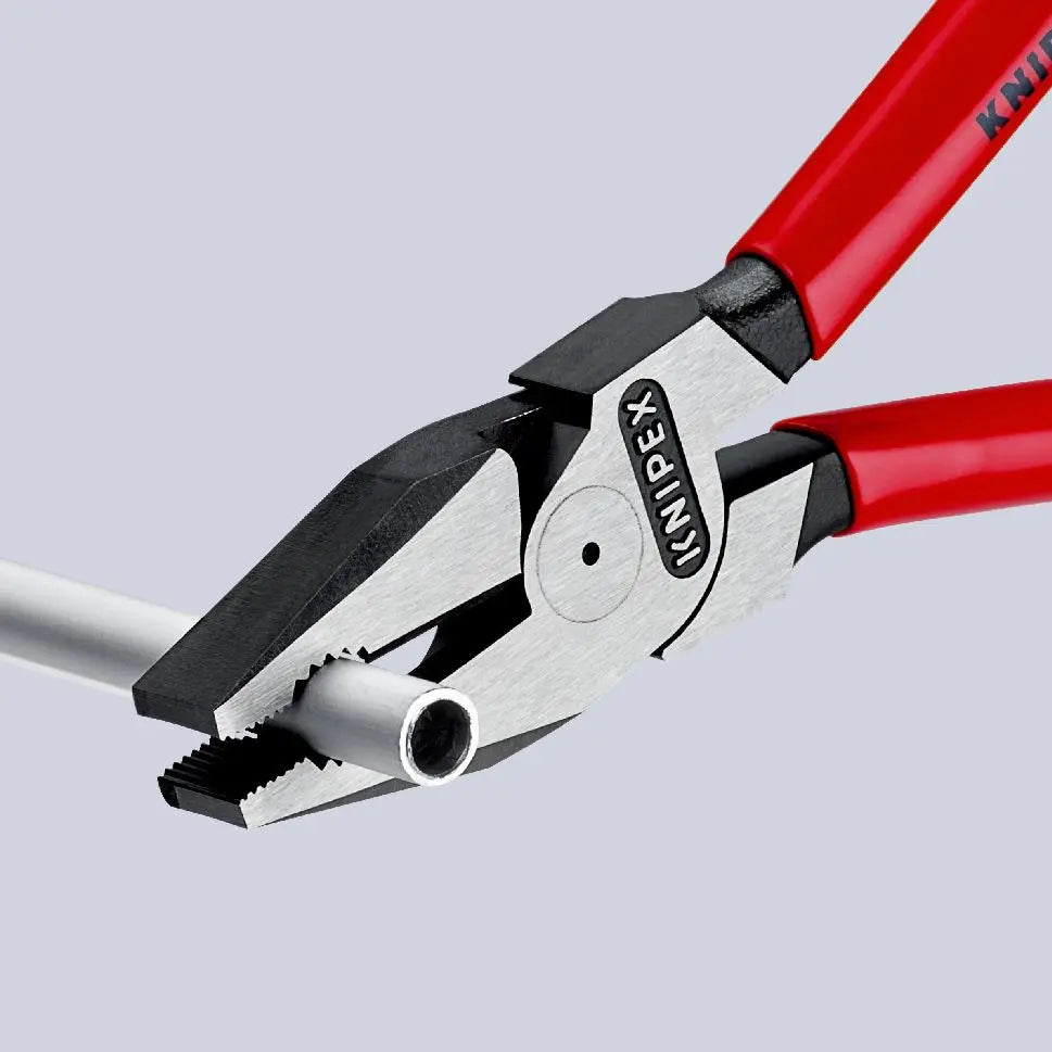 KNIPEX Combination Pliers High Leverage 225mm Plastic Coated 02 01 225  White Rose Tools