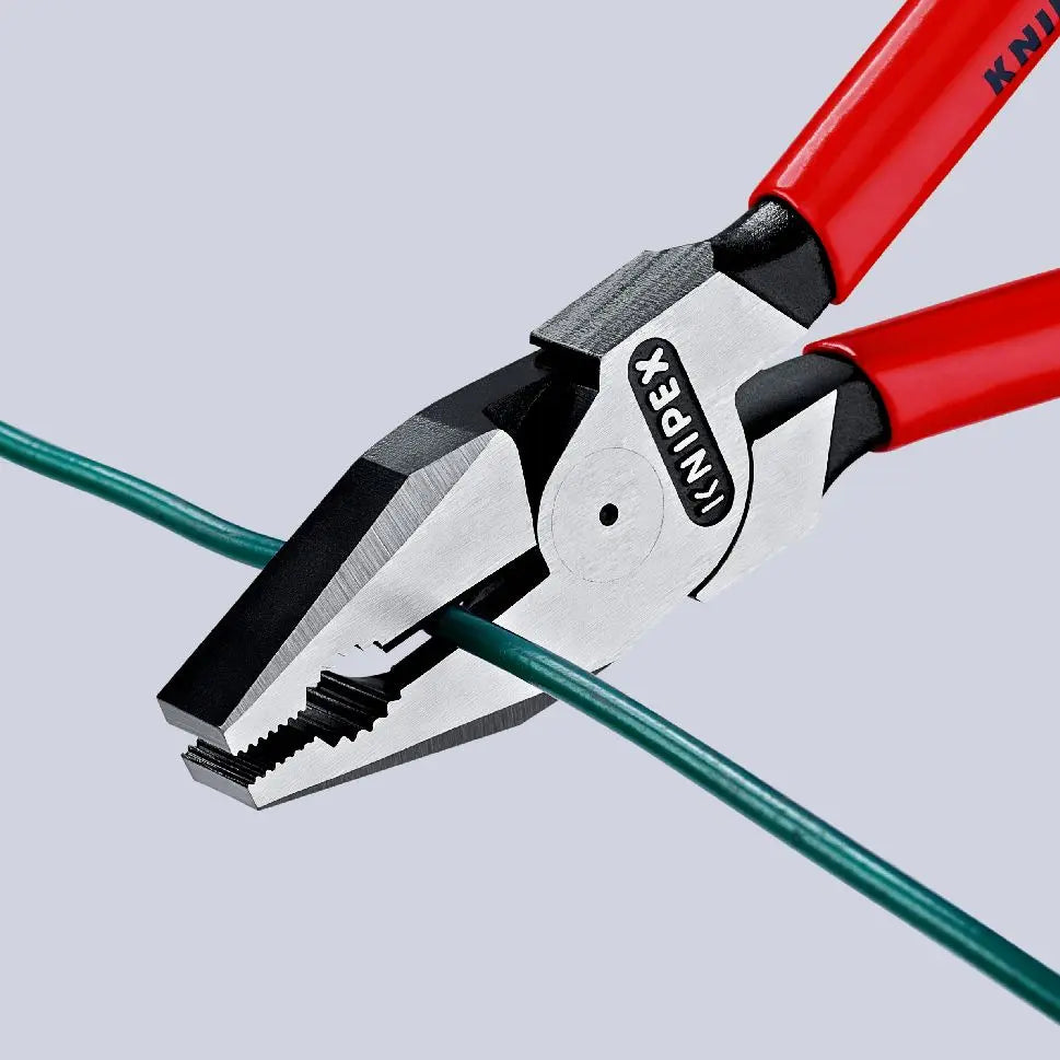 KNIPEX Combination Pliers High Leverage 225mm Plastic Coated 02 01 225  White Rose Tools
