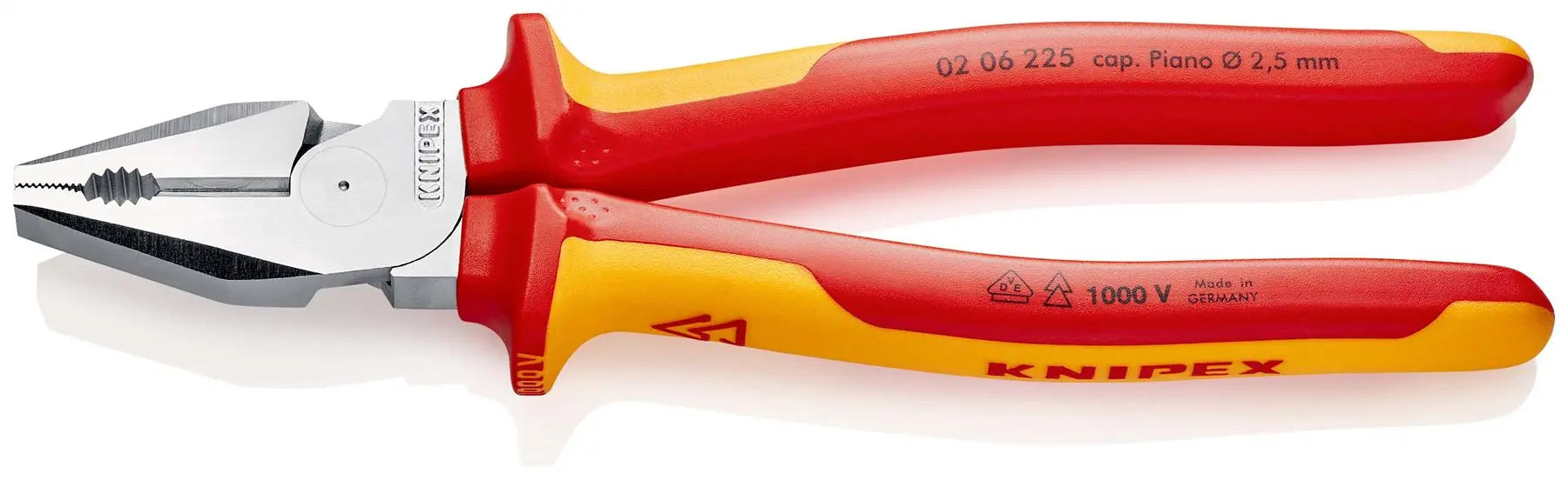 KNIPEX Combination Pliers High Leverage 225mm VDE Multi Component Grips 02 06 225  White Rose Tools