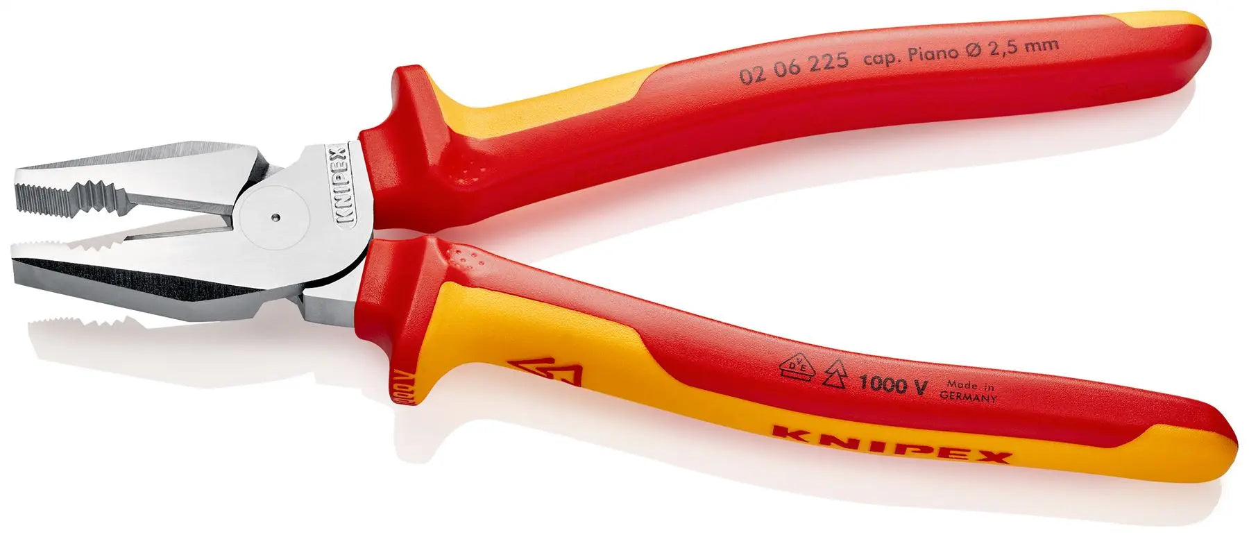 KNIPEX Combination Pliers High Leverage 225mm VDE Multi Component Grips 02 06 225  White Rose Tools