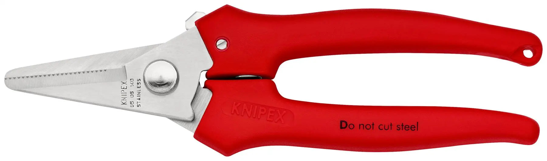KNIPEX Combination Shears for Cardboard Plastics Aluminium Brass Copper Foils 140mm Plastic Coated 95 05 140  White Rose Tools